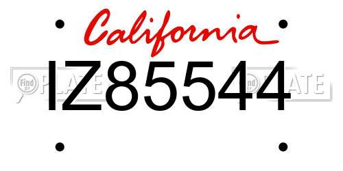 IZ85544 California License Plate