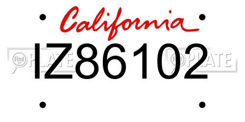 IZ86102 California License Plate