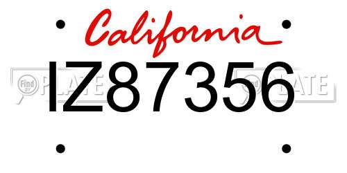 IZ87356 California License Plate