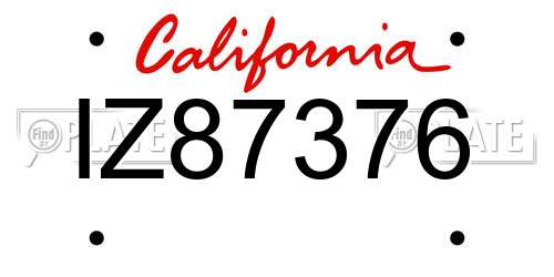 IZ87376 California License Plate