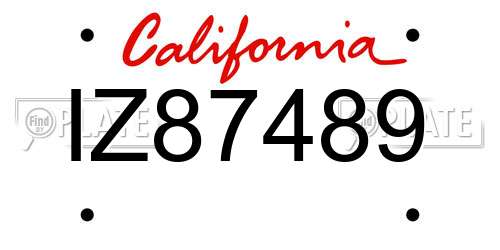 IZ87489 California License Plate