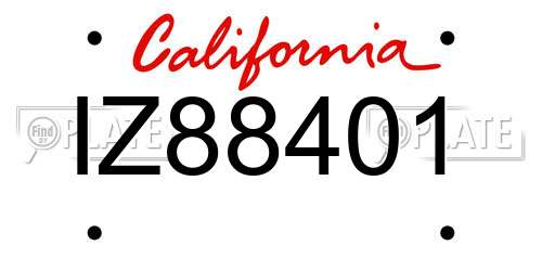 IZ88401 California License Plate