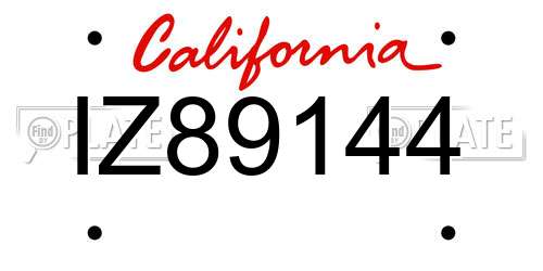 IZ89144 California License Plate