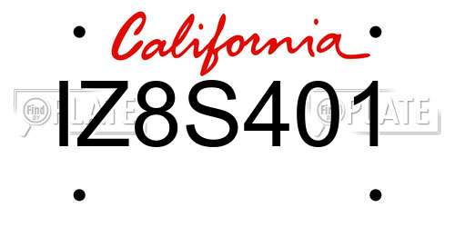 IZ8S401 California License Plate