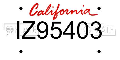 IZ95403 California License Plate