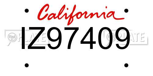 IZ97409 California License Plate
