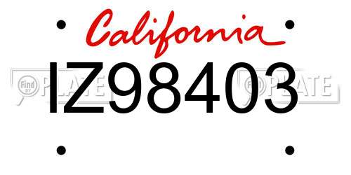 IZ98403 California License Plate