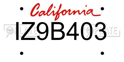 IZ9B403 California License Plate