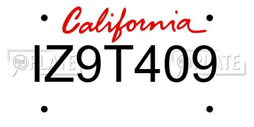 IZ9T409 California License Plate
