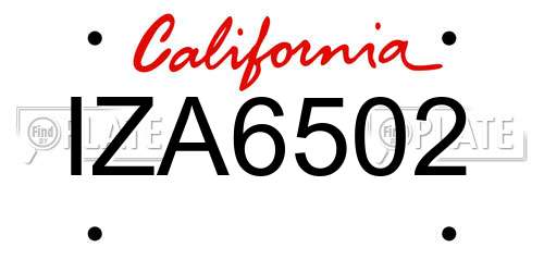 IZA6502 California License Plate