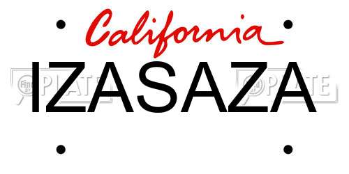 IZASAZA California License Plate