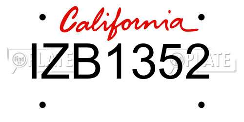 IZB1352 California License Plate
