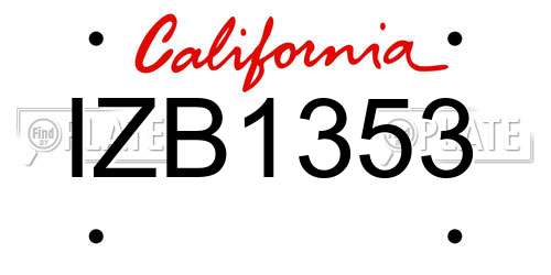 IZB1353 California License Plate