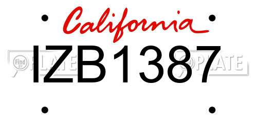 IZB1387 California License Plate