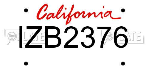IZB2376 California License Plate