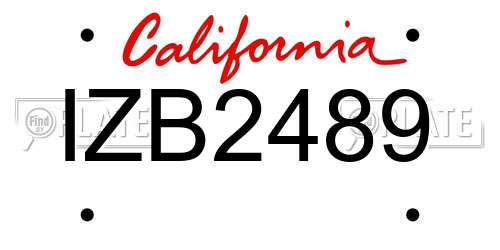 IZB2489 California License Plate