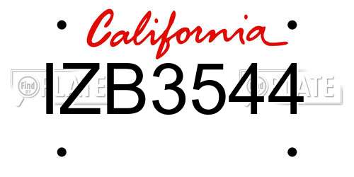 IZB3544 California License Plate