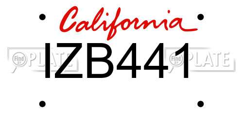 IZB441 California License Plate