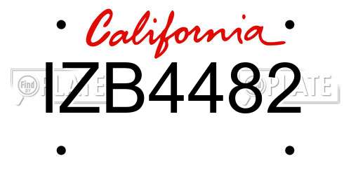 IZB4482 California License Plate
