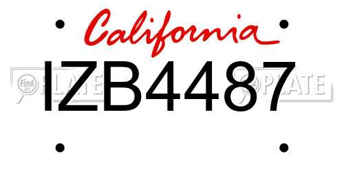 IZB4487 California License Plate