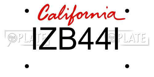 IZB44I California License Plate