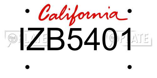 IZB5401 California License Plate