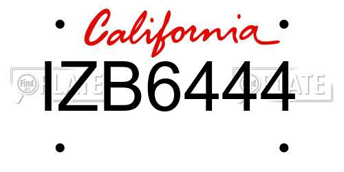 IZB6444 California License Plate