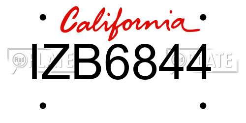IZB6844 California License Plate