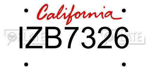 IZB7326 California License Plate