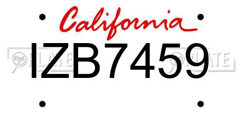 IZB7459 California License Plate