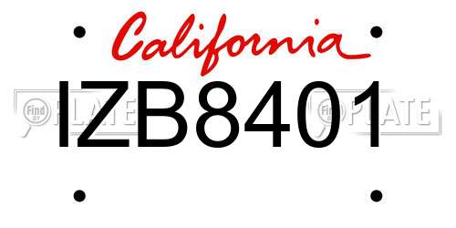 IZB8401 California License Plate