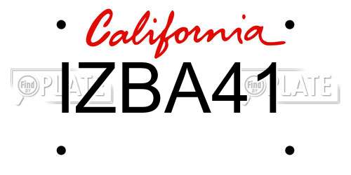 IZBA41 California License Plate