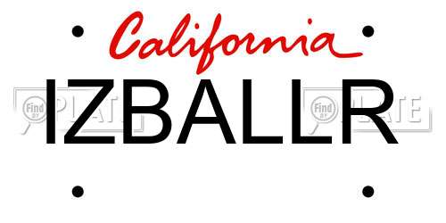 IZBALLR California License Plate