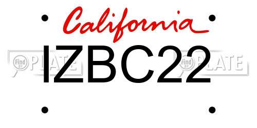 IZBC22 California License Plate
