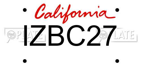 IZBC27 California License Plate