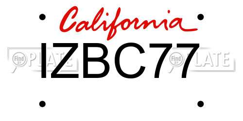 IZBC77 California License Plate
