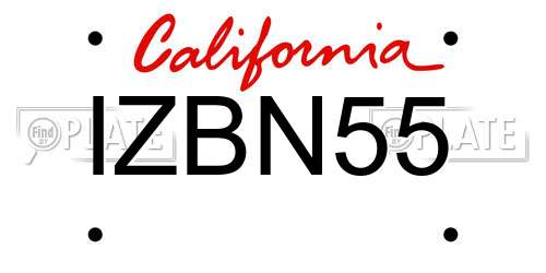 IZBN55 California License Plate