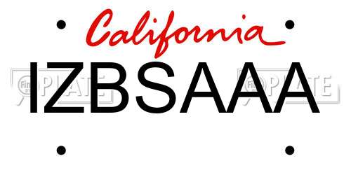 IZBSAAA California License Plate