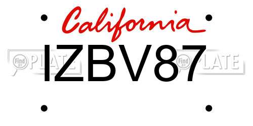 IZBV87 California License Plate