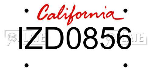 IZD0856 California License Plate