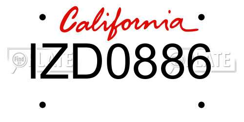 IZD0886 California License Plate
