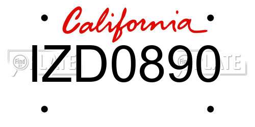 IZD0890 California License Plate