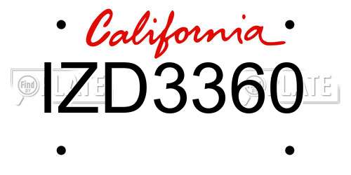 IZD3360 California License Plate