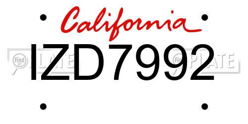 IZD7992 California License Plate