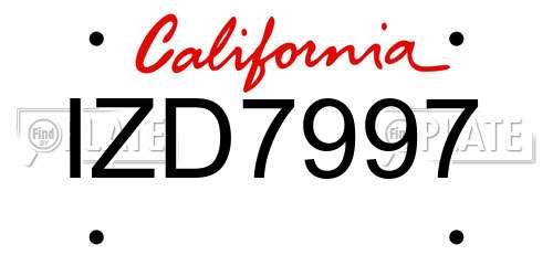 IZD7997 California License Plate