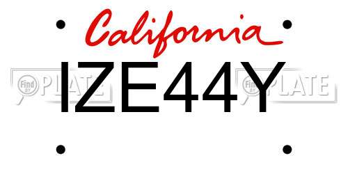 IZE44Y California License Plate