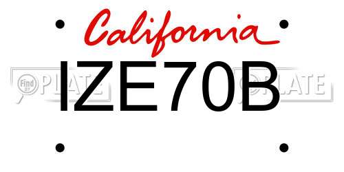 IZE70B California License Plate