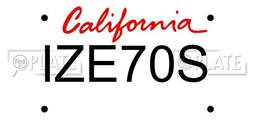 IZE70S California License Plate