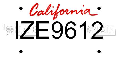 IZE9612 California License Plate