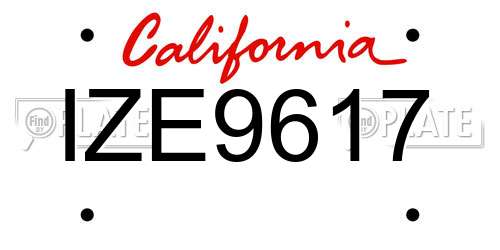 IZE9617 California License Plate